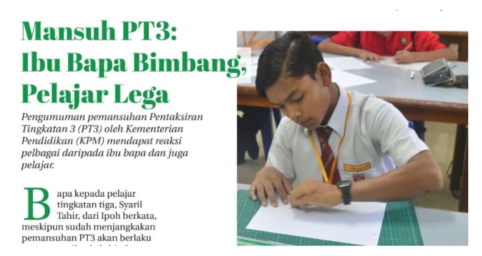 Mansuh PT3: Ibu Bapa Bimbang, Pelajar Lega