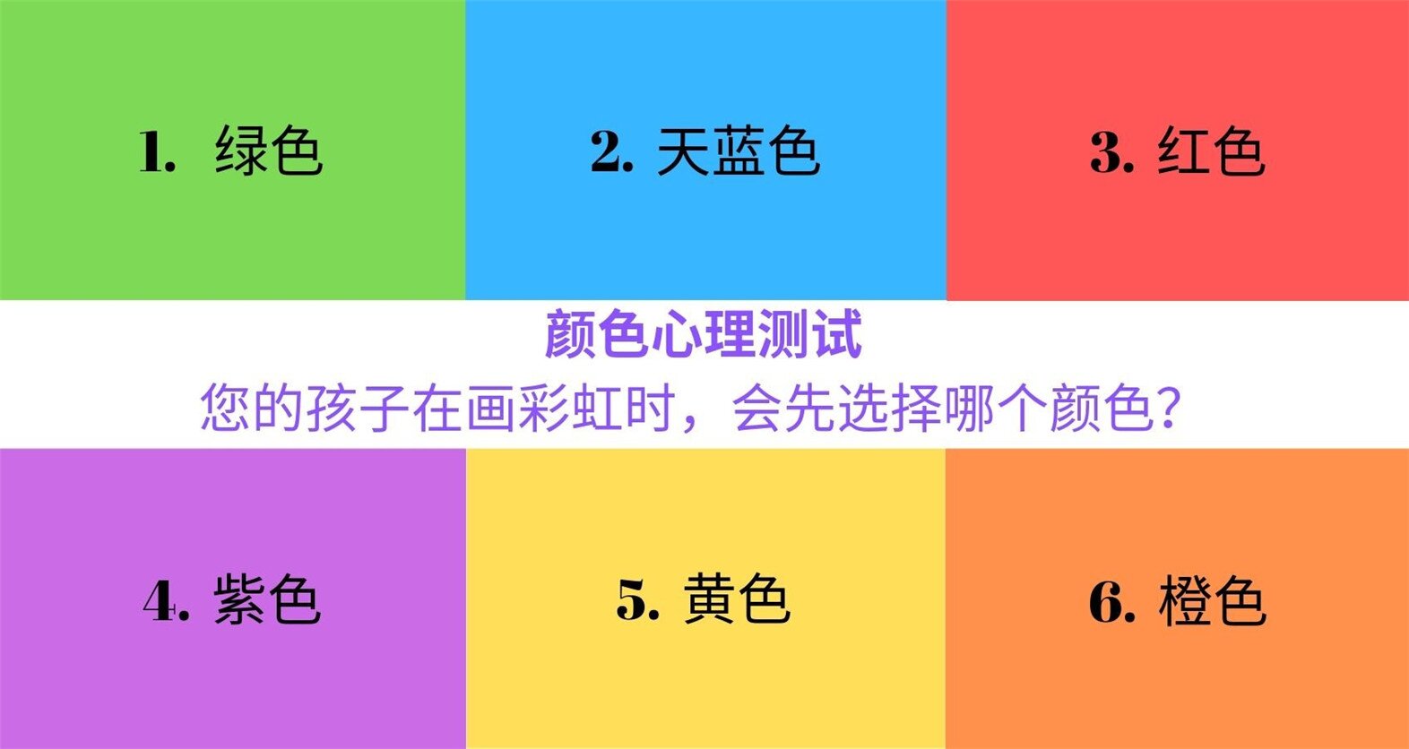 颜色心理测试：您的孩子在画彩虹时，会先选择哪个颜色？