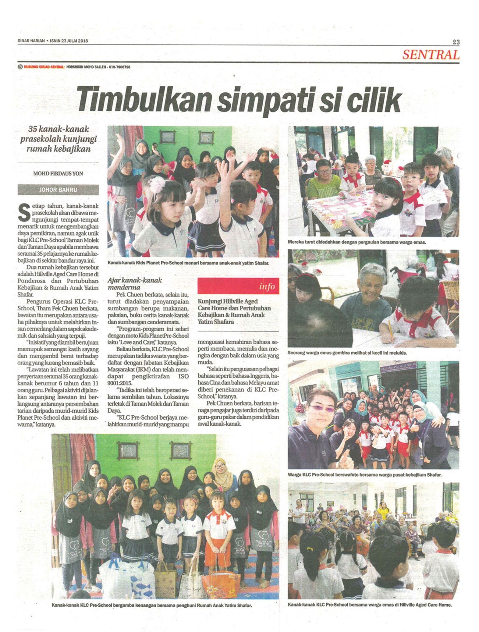 Timbulkan Simpati Si Cilik. 
KLC Pre-school sangat mementingkan nilai moral dalam diri pelajar dan guru.