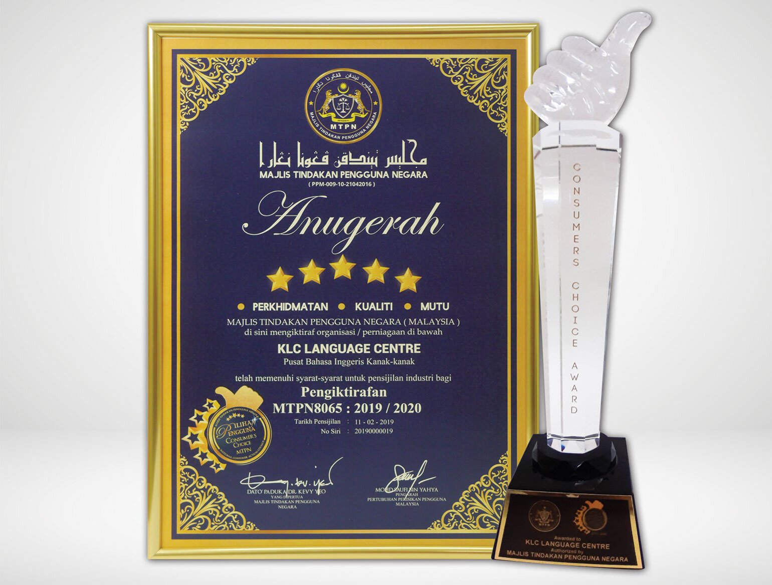 Awarded the Anugerah Pilihan Pengguna MTPN 2019/2020